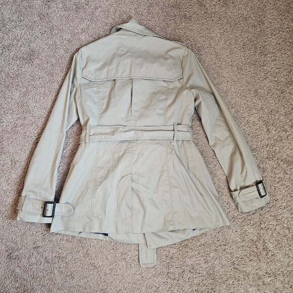 American Eagle Outfitters Trench Coat Womens Med Beige Double Breasted Belted - Picture 13 of 16